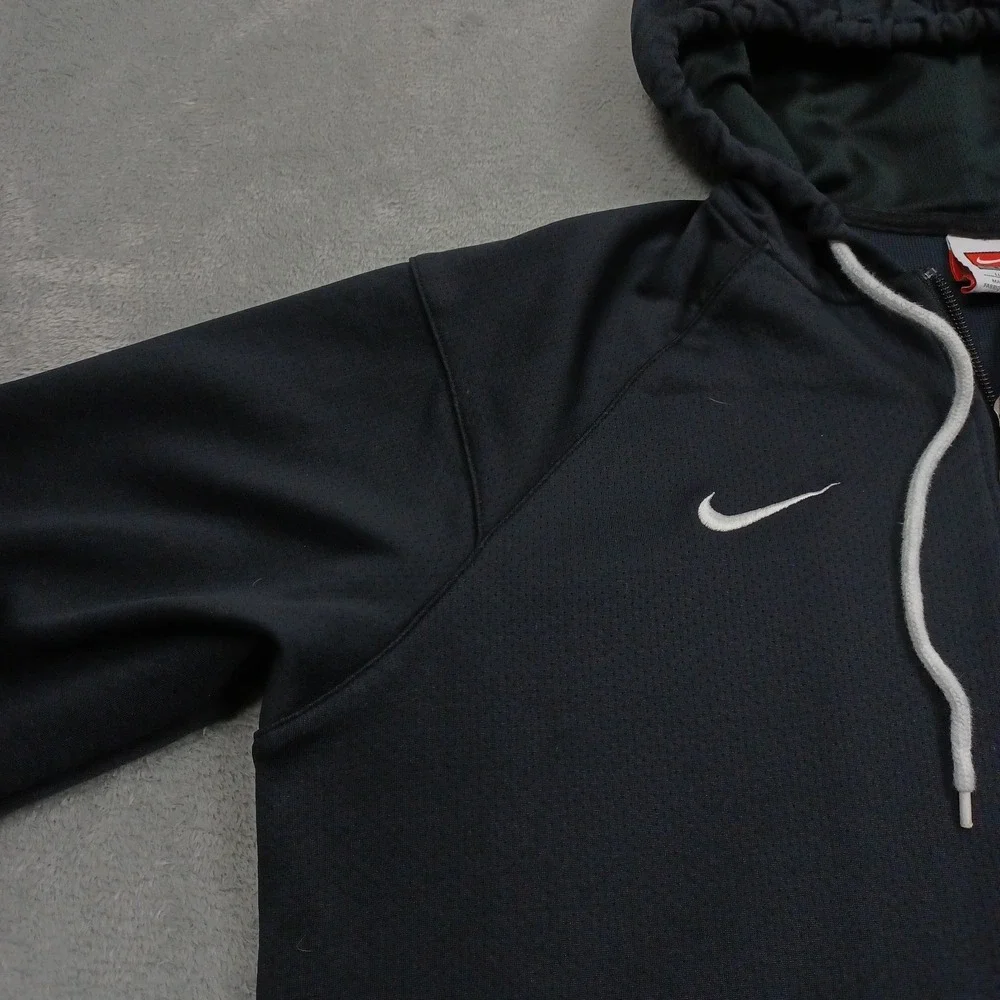 Nike Jacket Womens Large Black Casual Hooded Pockets Full Zip Y2K